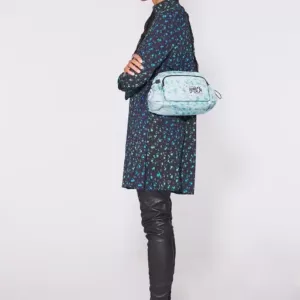 bimba y lola M Gray Rainbow Flowers Nylon Crossbody Bag