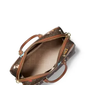 Michael Kors Jet Set Girls Large Logo Weekender Bag Brown Multi