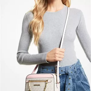 Michael Kors Jet Set Large Logo Crossbody Bag Powder Blush