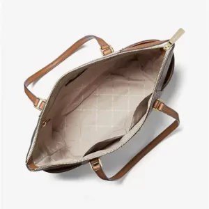 michael kors Charlotte Large Logo and Leather Top-Zip Tote Bag