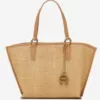 Etienne Aigner Maya Bite straw and leather satchel biscuit