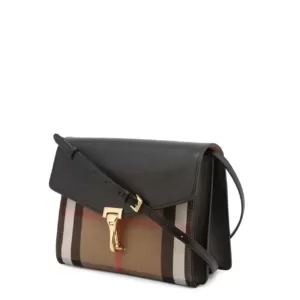 Burberry Macken House Check Canvas Leather Crossbody Bag in Black