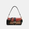 Coach Georgie Shoulder Bag In Colorblock Signature Canvas With Rivets Khaki Terracotta Multi