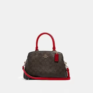Coach Mini Lillie Carryall in Signature Canvas Brown Red