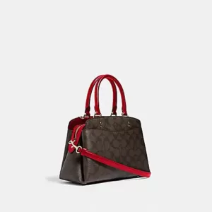 Coach Mini Lillie Carryall in Signature Canvas Brown Red