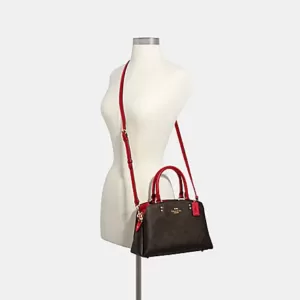 Coach Mini Lillie Carryall in Signature Canvas Brown Red