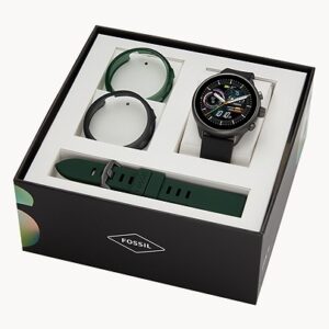 Fossil Gen 6 Wellness Edition Smartwatch Black Silicone and Interchangeable Strap and Bumper Set