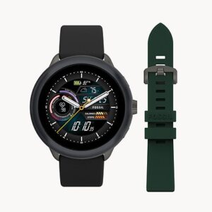 Fossil Gen 6 Wellness Edition Smartwatch Black Silicone and Interchangeable Strap and Bumper Set