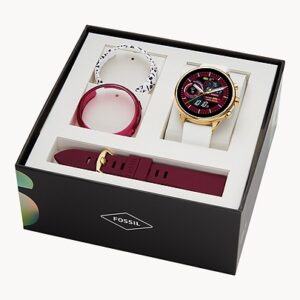 Fossil Gen 6 Wellness Edition Smartwatch White Silicone and Interchangeable Strap and Bumper Set