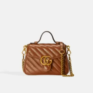 Gucci Marmont Mini Top Handle Bag in Brown