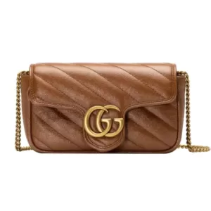 Gucci Marmont Super Mini Leather Bag in Brown