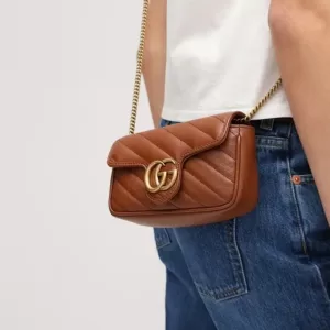 Gucci Marmont Super Mini Leather Bag in Brown