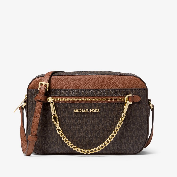 Michael Kors Jet Set Large Logo Crossbody Bag Brown - Sultanstore.id