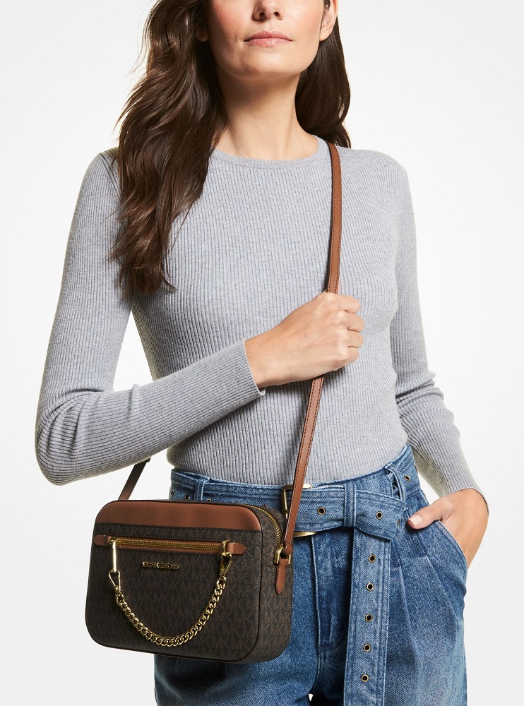 Michael Kors Jet Set Large Logo Crossbody Bag Brown - Sultanstore.id