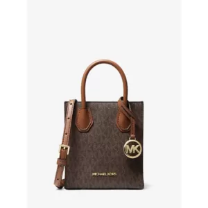 Michael Kors Mercer Extra-Small Logo and Leather Crossbody Bag Brown
