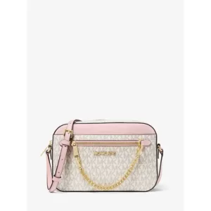 Michael Kors Jet Set Large Logo Crossbody Bag Powder Blush