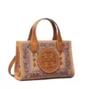Tory Burch Ella Printed Mini Tote Brown Floral Daisy Border