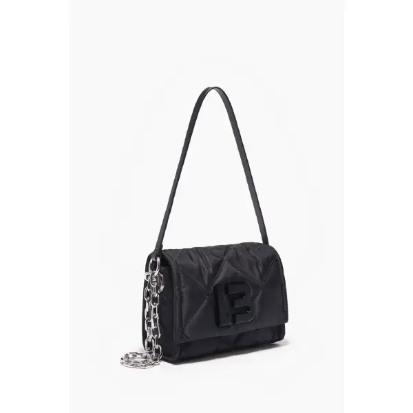 Bimba Y Lola S Black Nylon Crossbody Bag With Flap