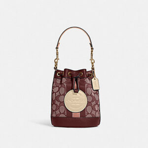 coach Mini Dempsey Bucket Bag In Signature Jacquard With Stripe And Coach Patch