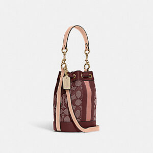 coach Mini Dempsey Bucket Bag In Signature Jacquard With Stripe And Coach Patch