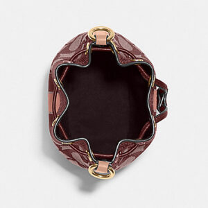 coach Mini Dempsey Bucket Bag In Signature Jacquard With Stripe And Coach Patch