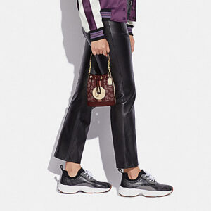 coach Mini Dempsey Bucket Bag In Signature Jacquard With Stripe And Coach Patch