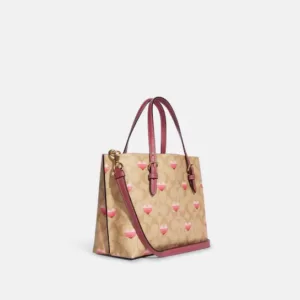 Coach Mollie Tote 25 In Signature Canvas With Stripe Heart Print