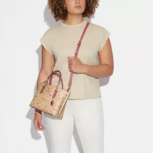 Coach Mollie Tote 25 In Signature Canvas With Stripe Heart Print