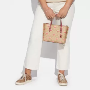 Coach Mollie Tote 25 In Signature Canvas With Stripe Heart Print