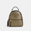 Coach Jordyn Backpack In Signature Canvas With Varsity Motif Khaki Amazon Green