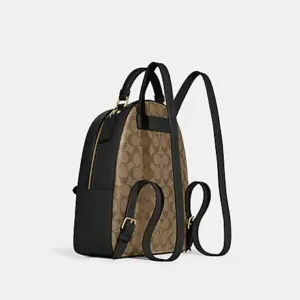 Coach Jordyn Backpack In Signature Canvas With Varsity Motif Khaki Amazon Green
