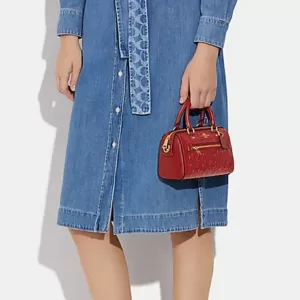 Coach Mini Rowan Crossbody In Signature Leather Red