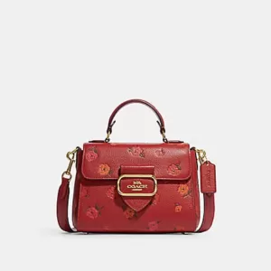 Coach Morgan Top Handle Satchel With Peony Print Red Apple Multi