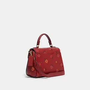 Coach Morgan Top Handle Satchel With Peony Print Red Apple Multi