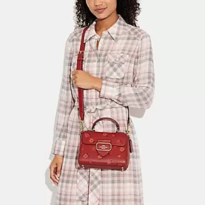 Coach Morgan Top Handle Satchel With Peony Print Red Apple Multi