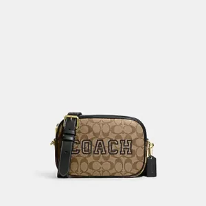 Coach Jamie Camera Bag In Signature Canvas With Varsity Motif Khaki Amazon Green