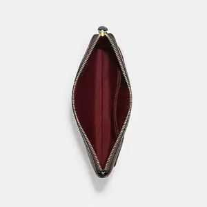 Coach Large Corner Zip Wristlet In Signature Canvas With Ski Patches Brown Black Multi