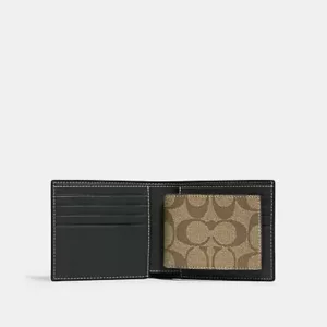 Coach 3 In 1 Wallet In Signature Canvas With Varsity Motif Khaki Amazon Green