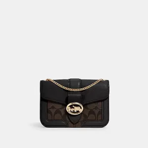 Coach Georgie Crossbody In Signature Canvas Brown Black