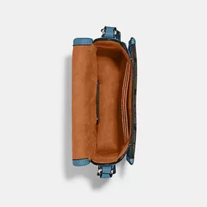 Coach North/South Lonnie Crossbody In Signature Jacquard Black Smoke Pacific Blue