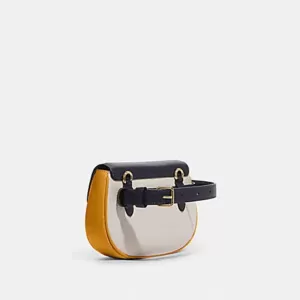 Coach Saddle Belt Bag In Colorblock Mustard Yellow Multi
