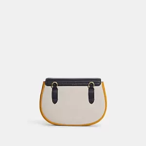 Coach Saddle Belt Bag In Colorblock Mustard Yellow Multi