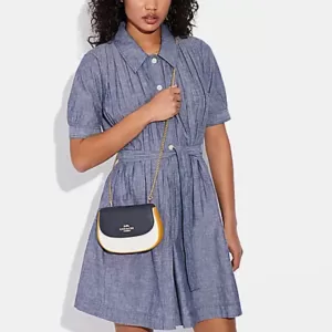 Coach Saddle Belt Bag In Colorblock Mustard Yellow Multi