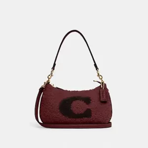 Coach Teri Shoulder Bag With Coach Motif Black Cherry