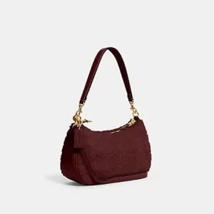 Coach Teri Shoulder Bag With Coach Motif Black Cherry