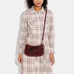 Coach Teri Shoulder Bag With Coach Motif Black Cherry