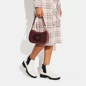 Coach Teri Shoulder Bag With Coach Motif Black Cherry