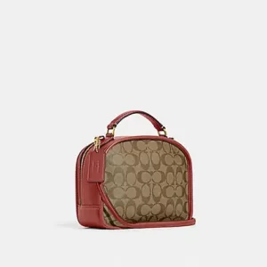 Coach X Peanuts Lunch Pail In Signature Canvas With Patches Khaki Redwood Multi