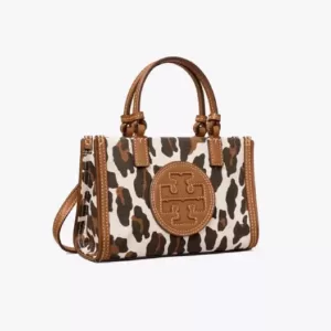 TORY BURCH ELLA LEOPARD CANVAS MINI TOTE BAG