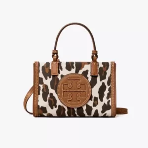 TORY BURCH ELLA LEOPARD CANVAS MINI TOTE BAG